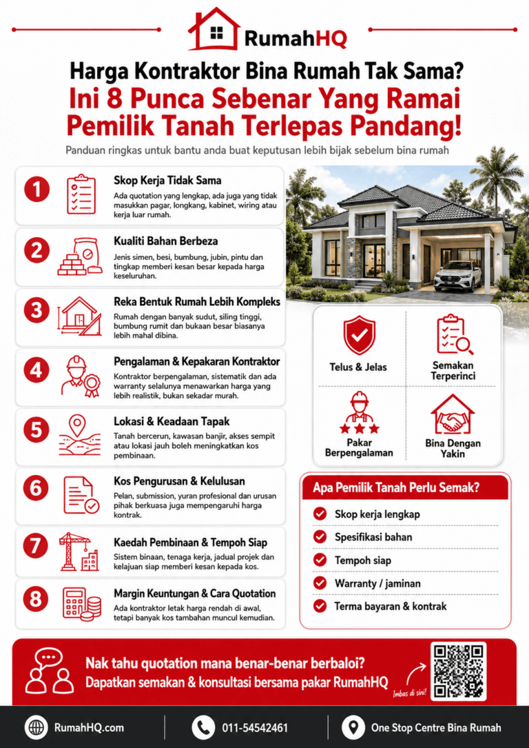 Harga Kontraktor Bina Rumah Tak Sama? Ini 8 Punca Sebenar Yang Ramai Pemilik Tanah Terlepas Pandang! | RumahHQ 6 ChatGPT Image Jul 4 2026 04 48 53 PM 1