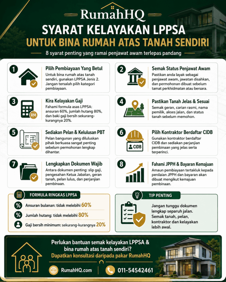 Syarat Kelayakan LPPSA Untuk Bina Rumah Atas Tanah Sendiri: 8 Syarat Penting Yang Ramai Penjawat Awam Terlepas Pandang! | RumahHQ 1 Syarat Kelayakan LPPSA Untuk Bina Rumah Atas Tanah Sendiri 8 Syarat Penting Yang Ramai Penjawat Awam