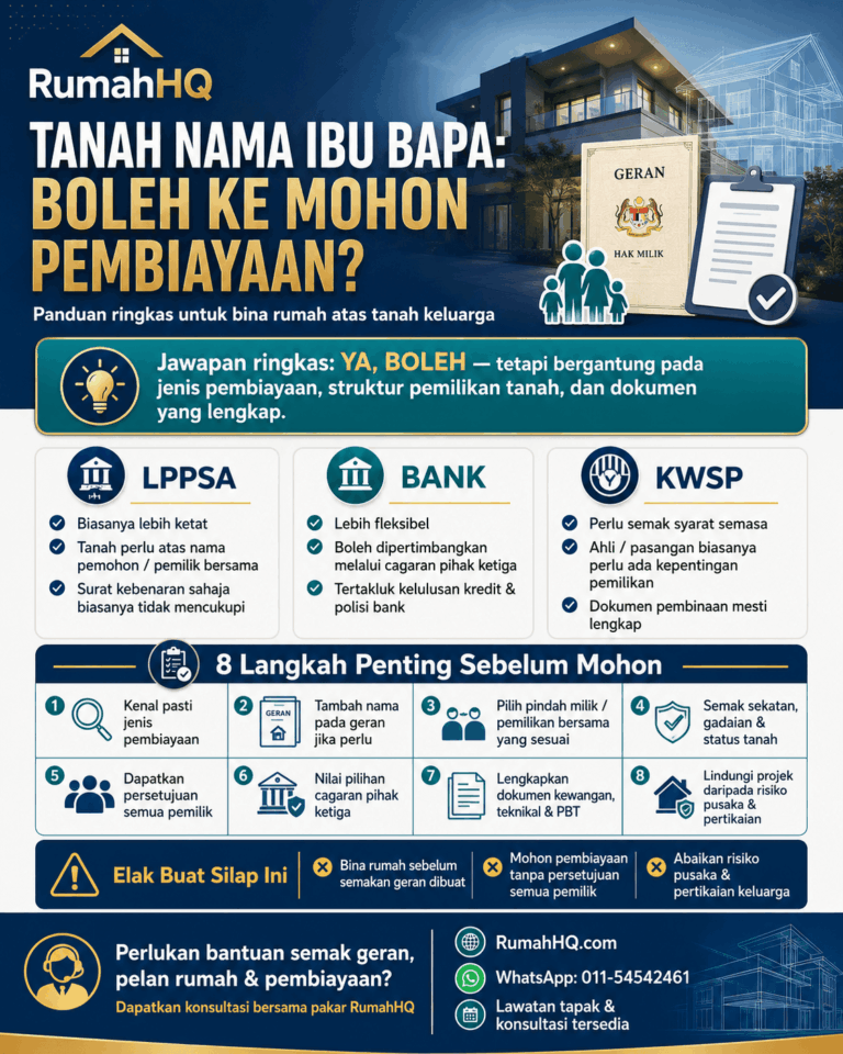 Tanah Masih Atas Nama Ibu Bapa? Ini Cara Mohon Pembiayaan Bina Rumah Tanpa Permohonan Tersangkut! | RumahHQ 4 Tanah Masih Atas Nama Ibu Bapa Ini Cara Mohon Pembiayaan Bina Rumah Tanpa Permohonan Tersangkut